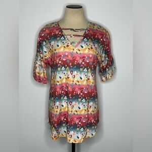 Colorful Women's Top with Strappy Neckline